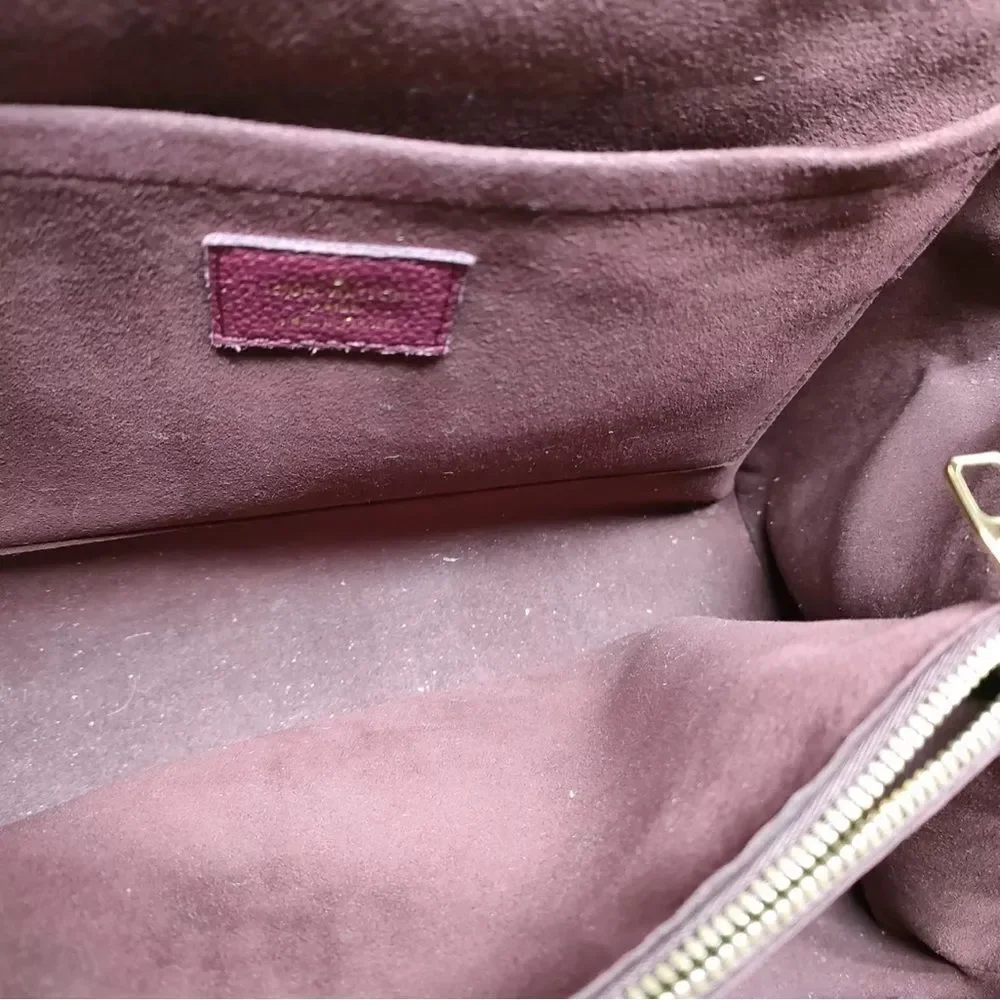 Auth Louis Vuitton Burgundy Monogram Empreinte Leather Trocadero Shoulder Bag NM